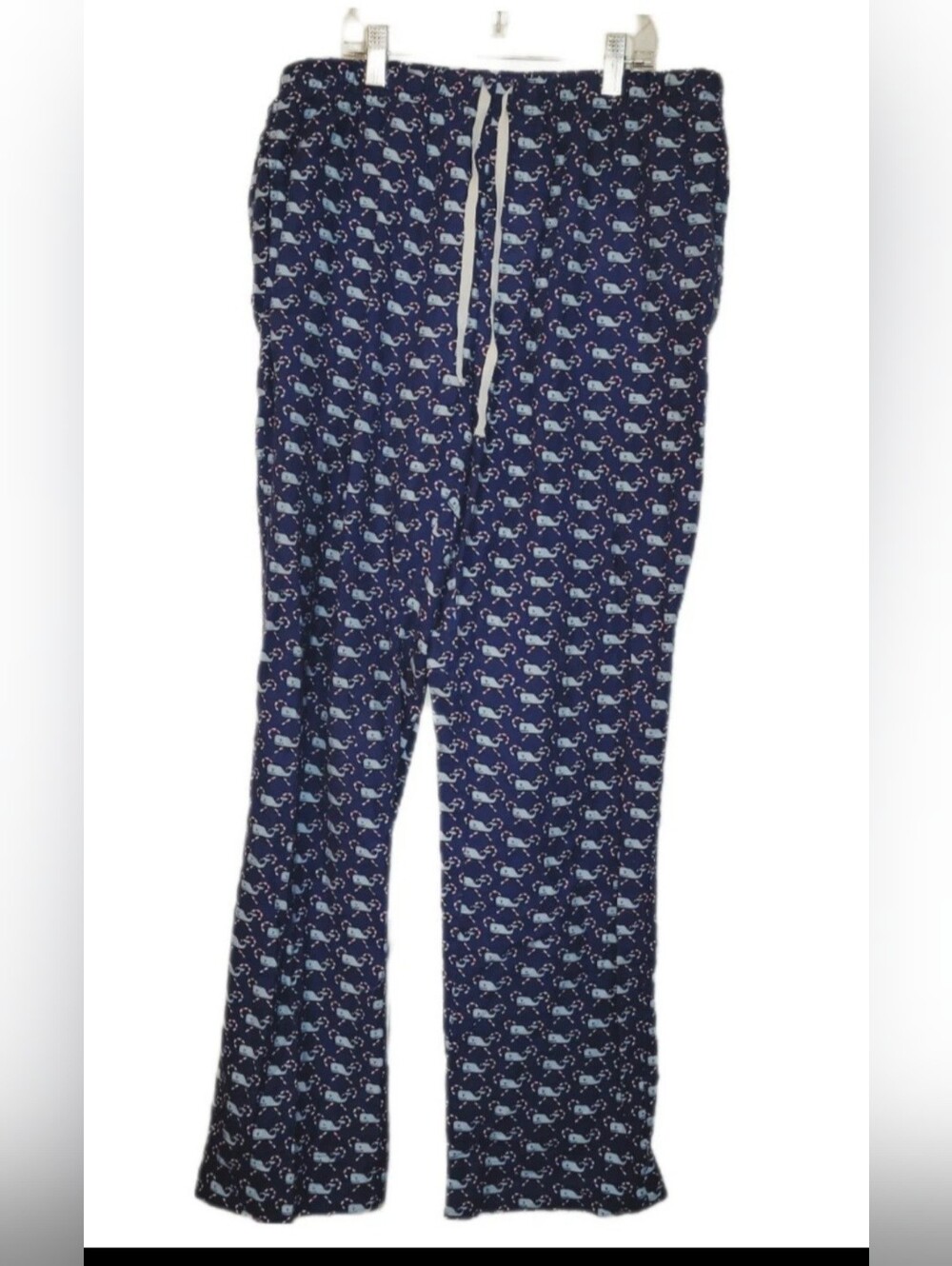 Vinyard Vines Christmas Flannel Sleep Pants Size Med Whale Candy Cane Print